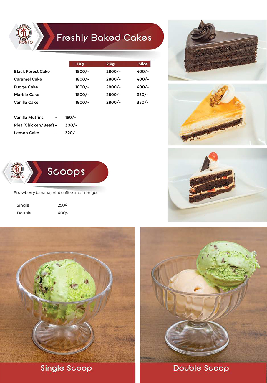 Pronto Restaurant Juices and Drinks